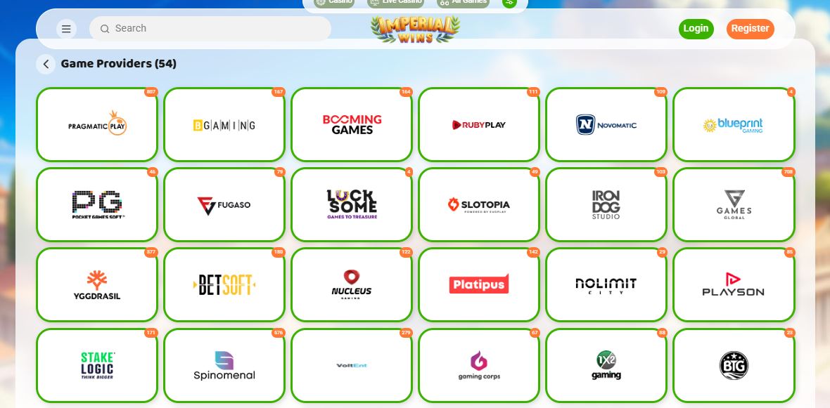 Choose from 54 trusted game providers at casino